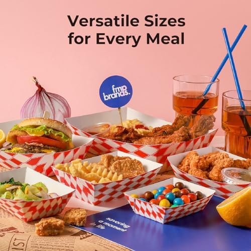 Fit Meal Prep 1000 Pack 1 lb Paper Food Boats Heavy Duty Disposable Trays, Red Check For Parties Fairs Picnics Carnivals, Holds Ketchup Cheese Sauce Pickles Grease Resistant - Image 7