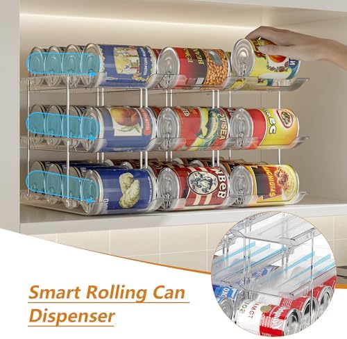 LXLXXL Can Organizer for Pantry Canned Food Storage Holder 3 Tier 2 Packs | Can Drinks Organizer for Pantry Shelf, Stackable Canned Food Storage, Can Storage Rack Holder, Fridge Cabinet Pantry Storage - Image 2
