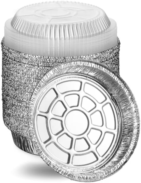 MontoPack 7” Round 40 Pack Aluminum Foil Pans with Clear Lids | Disposable Containers with Straight Walls for Storing, Baking, Meal Prep & Reheating | Freezer & Oven Safe, Recyclable by MontoPack