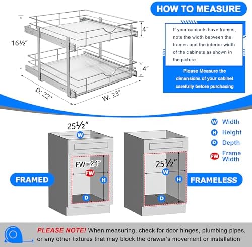 WelFurGeer 2-Tier Kitchen Cabinet Pullout Shelf and Drawer Organizer, Soft Close Pantry Pull Out Shelves, Heavy Duty Pull Out Cabinet Organizer with Shelf Liner for Kitchen Cabinets, Pantry Storage - Image 3