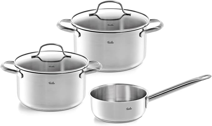 Fissler San Francisco 3-Piece Stainless Steel Saucepan Set, Pots with Glass Lid, Induction (2 Saucepans, 1 Saucepan) - Induction by Fissler