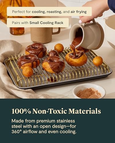 Caraway Stainless Steel Cooling Rack Set | 2x 9" x 13", For Cooling Baked Goods, Icing, and More, Designed to Fit Into Our Small Baking Sheet, Gold - Image 4