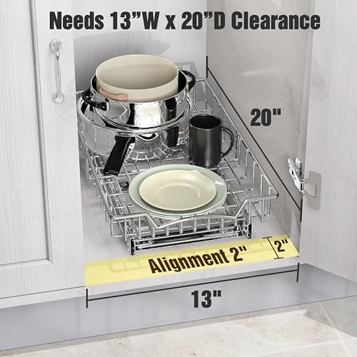 Simple Houseware Under Cabinet Pull Out Sliding Shelf Drawer, 18Dx11W - Image 3