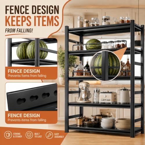 5 Tier Kitchen Storage Shelves, Adjustable Pot and Pan Storage Organier - Image 2