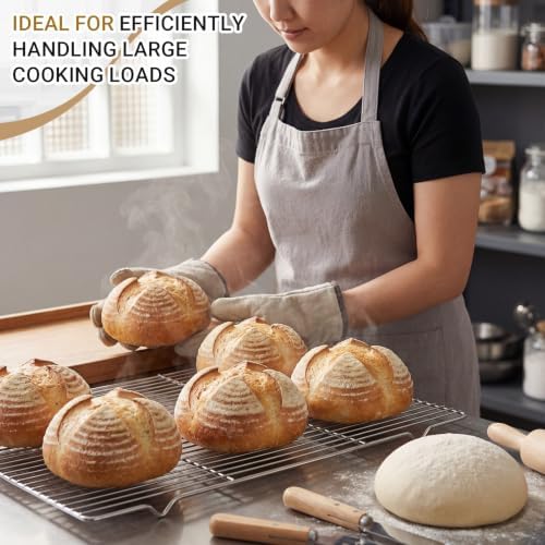 Lounsweer 8 Pcs Cooling Racks, 24L X 16W X 1H Stainless Steel Wire Rack for Baking Sheet, Large Cookie Cooling Rack, Oven Safe Cooking Racks for Sheet Pan, Dishwasher Safe - Image 4