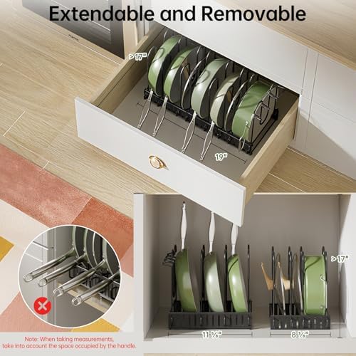MUDEELA 8-Tier Adjustable Pots and Pans Organizer Rack under Cabinet, Blcak - Image 5
