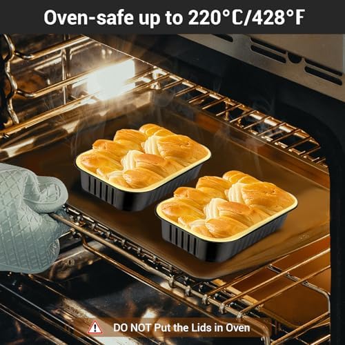 EUSOAR Foil Pans with Lids, 100pack 16oz Small Disposable Aluminum Foil Loaf Cake Pan Holder with Lids, Catering Party Meal Prep Freezer Drip Pans for Microwave Oven Safe Storing,Baking,Heating - Image 5