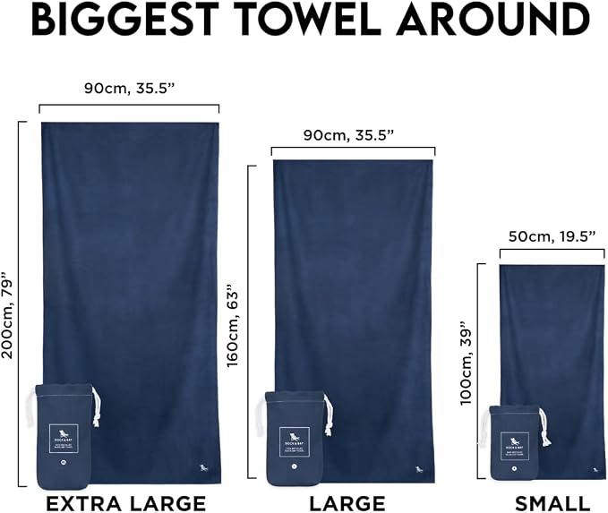 Dock & Bay Beach Towel - Quick Dry, Sand Free - Compact, Lightweight - 100% Recycled - Includes Bag - Essential - Deep Sea Navy - Large (160x90cm, 63x35) - Image 3