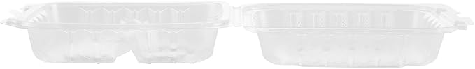 Restaurantware-Chef 101 30 Ounce Hinged Clamshell Containers, 100 Disposable Take Out Boxes - 3 Compartments, Secure Lids, Clear Meal Prep Containers, Microwavable, For Pasta Or Salads - Image 12