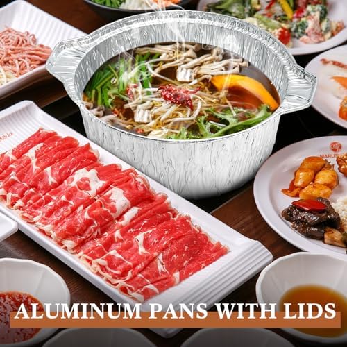 Ziliny 24 Pcs Disposable Aluminum Pot with Lid Round Foil Pans Disposable Cookware Food Container for Vacation Trips Camping Baking Heating Cooking (33.8,67.6,121.7 oz) - Image 6