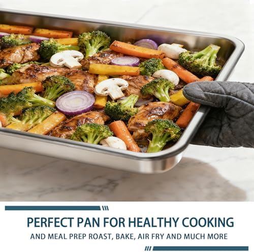 6 Pack Half Size Baking Sheet Pan Set, Aluminum Commercial Quality Cookie Sheet for Baking or Roasting, Large Thick Baking Tray Prevents Warping, 13" × 18" Cookie Tray Pan - Image 5