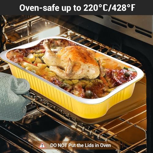 EUSOAR Foil Pans with Lids, 12pack 123oz Small Disposable Aluminum Foil Loaf Cake Pan Holder Tin, Heavy Duty Catering Party Meal Prep Freezer Drip Pans for Microwave Oven Safe Cooking,Baking,Heating - Image 5
