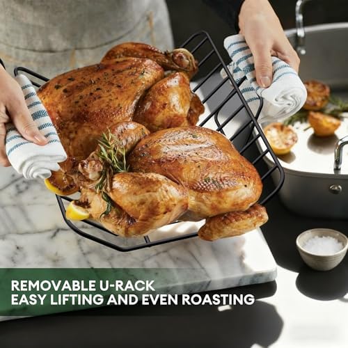 COOKER KING Hybrid Stainless Steel Nonstick Roasting Pan with Rack, 18x15" - Image 4