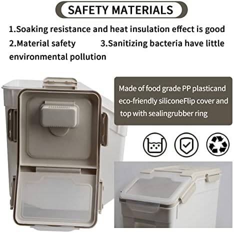 Large Flour Storage Container Bin 25lb, 4Pack Airtight Rice Storage Containers with Wheels Seal Locking Lid, BPA Free with Measuring Cup&Scoop for Flour, Rice, Grain(Gray) - Image 3