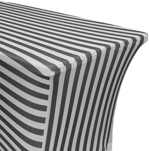 YOUR CHAIR COVERS Rectangular Spandex Table Covers 6ft Fitted Tablecloth Wedding Event Patio Decorations Elastic Fabric Stretch Tables Cover for 6 ft Folding Table (Black and White Striped) - Image 4