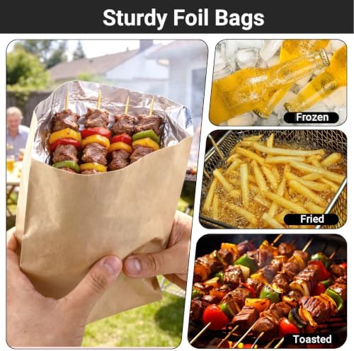 EUSOAR Foil Sandwich Bags, 400 Pcs 6.3"x10.3"x1.6" Brown Disposable Food Storage Hot Dog Wrappers Bag, Hot Sandwich Wrapping Buger Sack Serving Bag Burger BBQ Take-out Bags Grease Kitchen Bags - Image 5