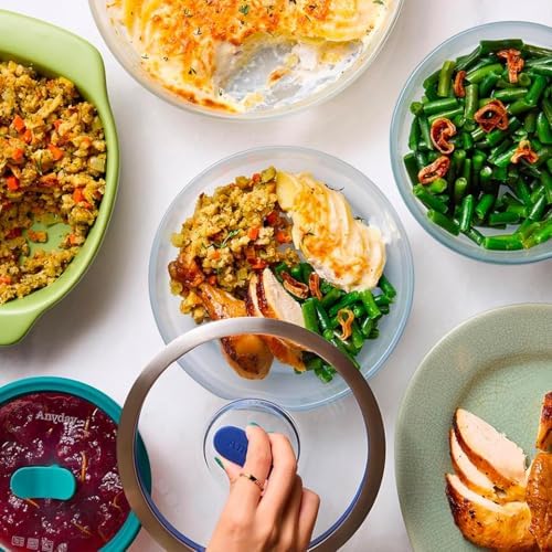 Anyday 8-Pc Microwave Cookware Food Storage Set, Glass Lids (Blueberry) | Microwave-Safe Reheating, Cookware, Plastic-Free Containers, Stackable Airtight Steamer, Vented Lid, Steaming Vegetables - Image 2