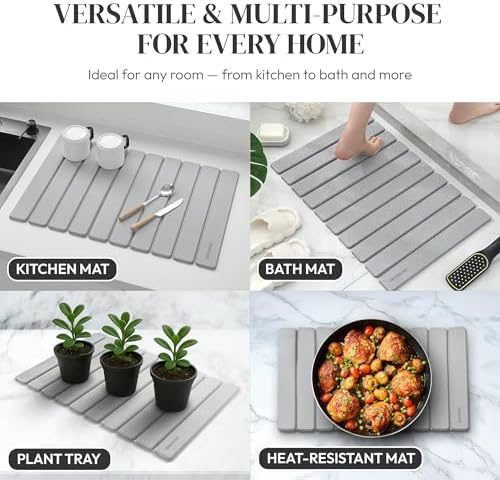 Foldable Kitchen Drying Stone, Stone Drying Mat for Kitchen Sink, 24" x 16" - Image 6