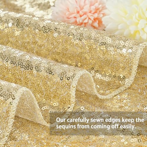 Light Gold Tablecloth Party Decor Sequin Fabric Cover Drapes 60x102 Inch - Image 3