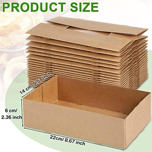 Chinco 100 Pieces Paperboard Kraft Food Trays 4 Corner Pop up Food Tray Disposable Foldable Cardboard Movie Night Snack Party Container Box for Holding Drink at Stadiums or Theaters (Brown) - Image 3