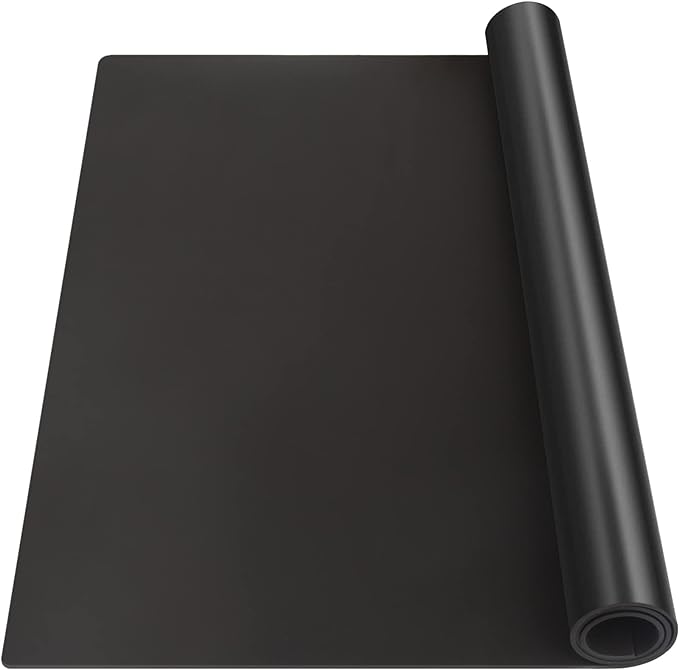 Silicone Mats for Kitchen Counter, Nonslip Silicone Mats for Crafts Countertop Protector Heat Resistant Mat (78.7” x 24” x 0.08”, Black) by InfiOne