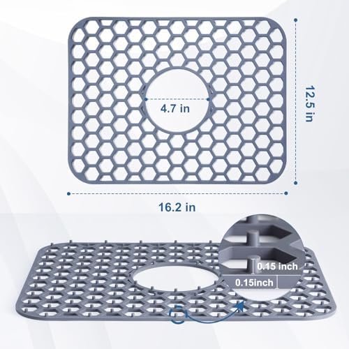 Bestjing Silicone Sink Protectors for Kitchen Sink-16.2"x12.5" Center Drain - Image 3