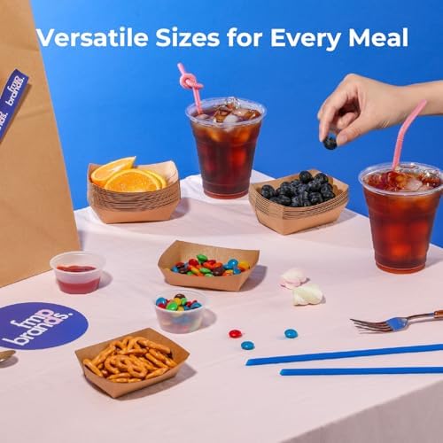 Fit Meal Prep [125 Pack 5 lb Paper Food Trays Heavy Duty Disposable Food Boat, Kraft Brown Nacho Tray for Parties Fairs Picnics Carnivals, Holds Hamburger Snack Fries Grease Resistant - Image 7