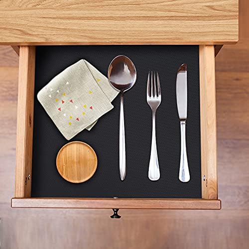 Kitchen Shelf Liner Drawer Liners, Non-Adhesive Refrigerator Liners Waterproof Fridge Mats with Strong Durable Kitchen Cabinets Mat for Drawers, Shelves, Pantry Black - Image 5