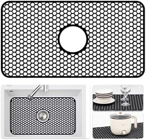 Bestjing Silicone Sink Protectors for Kitchen Sink-24.8"x 13" Center Drain by Bestjing