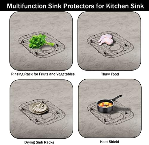 2Pack Sink Protector Grid 13"x16"and 11.2"x14.5", 304 Stainless Steel Sink Protectors for Kitchen Sink, Rust Resistant Metal Kitchen Sink Grid with 2Pack Sink Strainers (Rear Drain/4Pack) - Image 5
