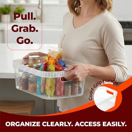 Tribello Modern Cabinet Organizers And Storage Pantry Shelf Organizer - Clear Plastic Storage Bins - Bulk 8-Pack (Medium - 12” X 8” X 4”) - Image 3