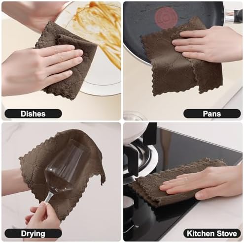 Homaxy Super Soft 18 Pack Coral Velvet Dish Cloths, 7" x 9", Brown - Image 5