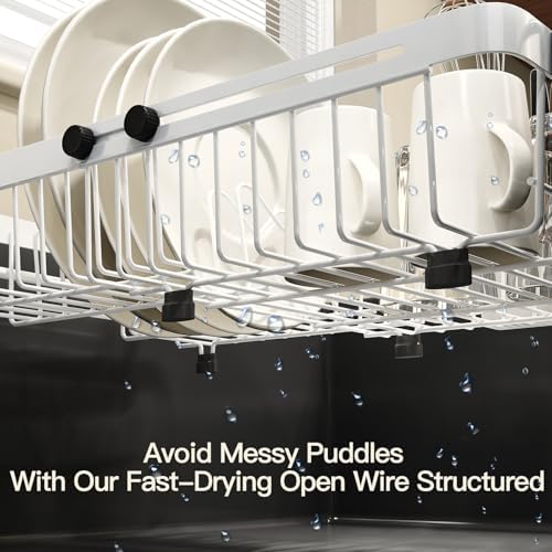 MAJALiS White Dish Drying Rack Over The Sink with Utensil Holder - Image 3