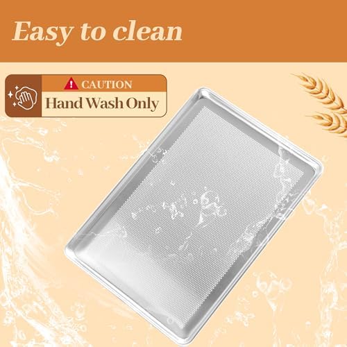 6 Pack Perforated Full Size Aluminum Baking Sheet Pans, 26"x18" | NSF, commercial cookie sheets, rolled rim baking pan, for roasting, freezer, bakery, oven safe up to 500℉ - Image 7