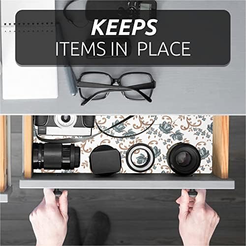 FIFTY FEET 12X120 Inch Shelf Liner for Kitchen Cabinets, PVC Drawer Liner for Dresser Non-Slip Bathroom, Non-Adhesive Cabinet Liner Washable (Black Floral)(7 Roll) - Image 6