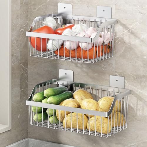 SUS304 Stainless Steel Hanging Storage Baskets Organizer Wall Mount, Metal Wire Storage Bin Rack for Kitchen Bathroom Shower Spice Shelf,L 9.84 Inch - Image 5