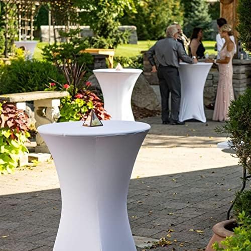 Pesonlook 6 Pack White Cocktail Spandex Table Cover,32x43 Inch - Image 2
