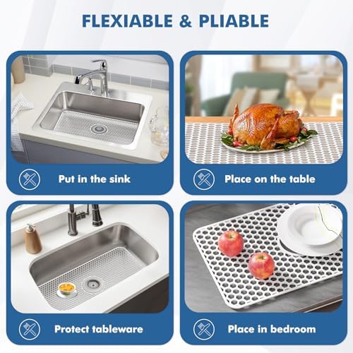 Bestjing Silicone Sink Protectors for Kitchen Sink-30"x 16" Center Drain - Image 5