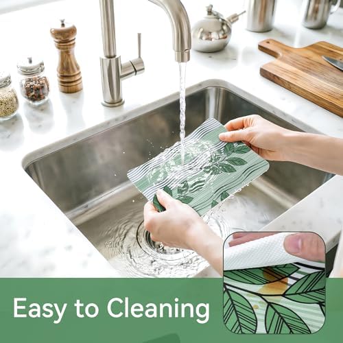 FIFTY FEET Green Leaves Shelf Liner for Kitchen Cabinets, 12 x 120 Inch x 10 Roll Non Adhesive Non Slip Drawer Liner, Washable Cabinet Liner for Shelves & Drawers - Image 4