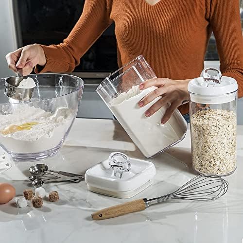 Felli Flip Tite Food Storage Container with Scoop & Lid 5" LARGE Airtight Ring Top, Acrylic Canister for Sugar Flour Baking Powder Rice Pasta, Kitchen Organizer Christmas Gift Set (10pk, Variety) - Image 4