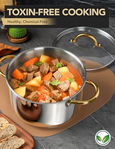 MICHELANGELO Stainless Steel Pots - 6 Qt Induction Pot with Lid, 18/10 Stainless Steel Stock Pot, Non Toxic Cooking Pot, Oven & Dishwasher Safe - Image 2