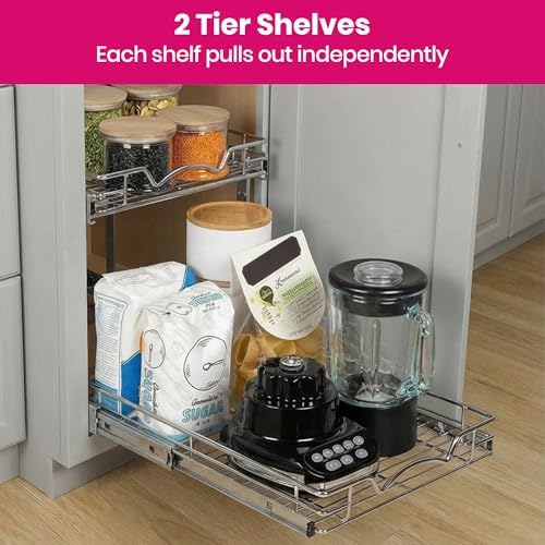 2-Tier Pull-Out Cabinet Organizer for Kitchen, 11" W x 21”D x 16.5" H - Image 6