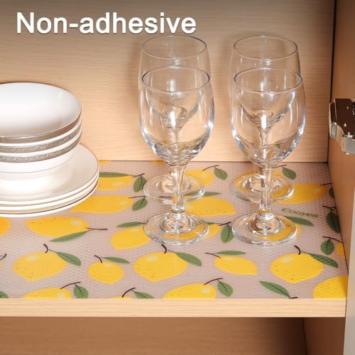 Cooyes Shelf Liner, Non-Adhesive Cabinet Liners for Kitchen Drawers, Shelves, Refrigerator, Pantry Storage, Bathroom Closet, Fridge, Durable Waterproof EVA Mats(17.5" W x 240" L, Yellow Lemon) - Image 4