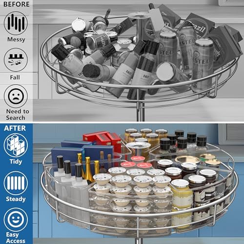 JOWBOOW Lazy Susan Organizer Bins for 28"-29" Diameter Corner Cabinet Lazy Susan, 8 Pack, Clear Plastic Cabinet and Pantry Storage Bin, 1/8 Wedge-Food Safe, BPA Free - Image 5