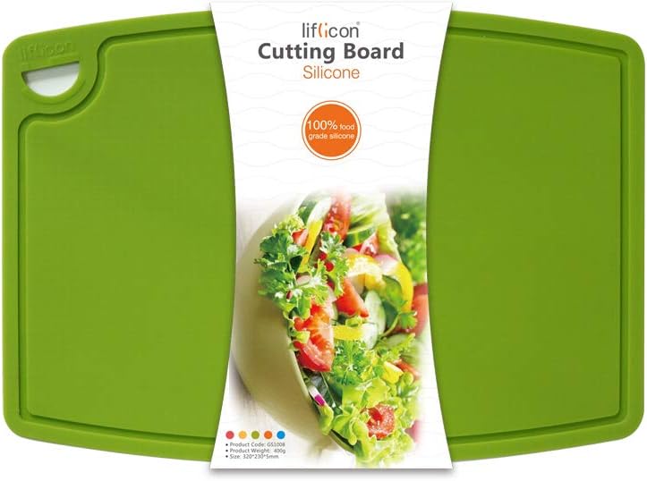 Extra Large Thick Silicone Cutting Board 14.6'' x 10.43'' Chopping Board Flexible Cutting Mats Dishwasher Safe-Green