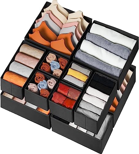 Criusia Drawer Organizer Clothes 12 Pack - Odorless Closet Organizers and Storage for Sock Underwear Bra - Dresser Organizador for Bedroom Organization -Nursery Drawer Divider Trays for Baby Clothes by Criusia