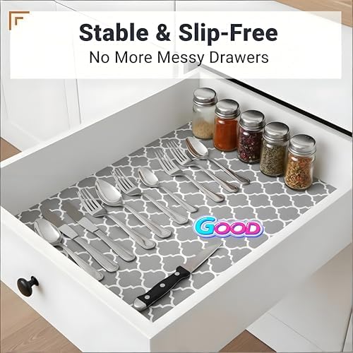 Coavas Shelf and Cabinet Liner, Easy Cut Protective (Gray 17.5 in x 20 ft) - Image 2