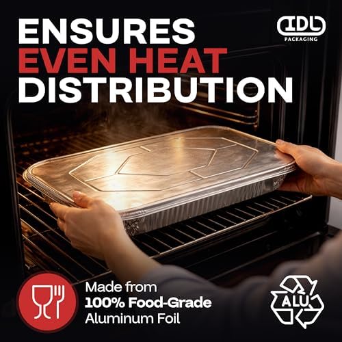 IDL Packaging Aluminum Foil Lids for Full Size Aluminum Steam Table Pans - 21" x 13" (pack of 25) - Disposable Cover for Aluminum Grill Pans - Oven & Freezer Safe - Durable Top for Aluminum Foil Pan - Image 3
