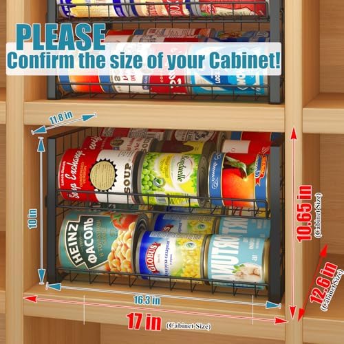 JKsmart 2-Tier Stackable Can Rack Organizer for Pantry, Adjustable Can Dispenser Holds Up to 60 Cans, Can Storage Holder for Various Ounces of Canned Food Soda Drinks, Black, 2 Pack - Image 3