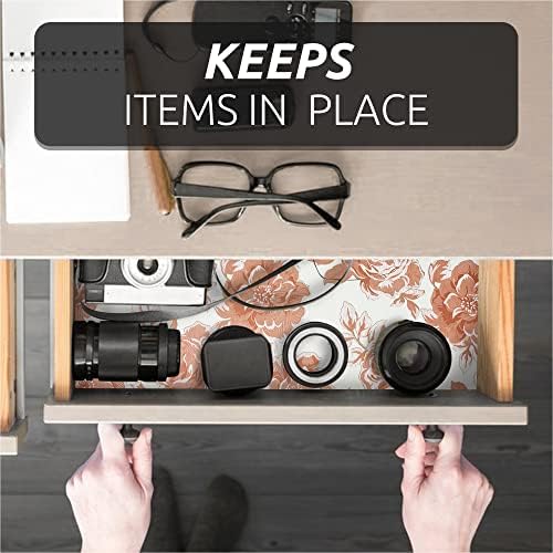 FIFTY FEET 12X120 Inch Shelf Liner for Kitchen Cabinets, PVC Drawer Liner for Dresser Non-Slip Bathroom, Non-Adhesive Cabinet Liner Washable (Red Flower)(9 Roll) - Image 6